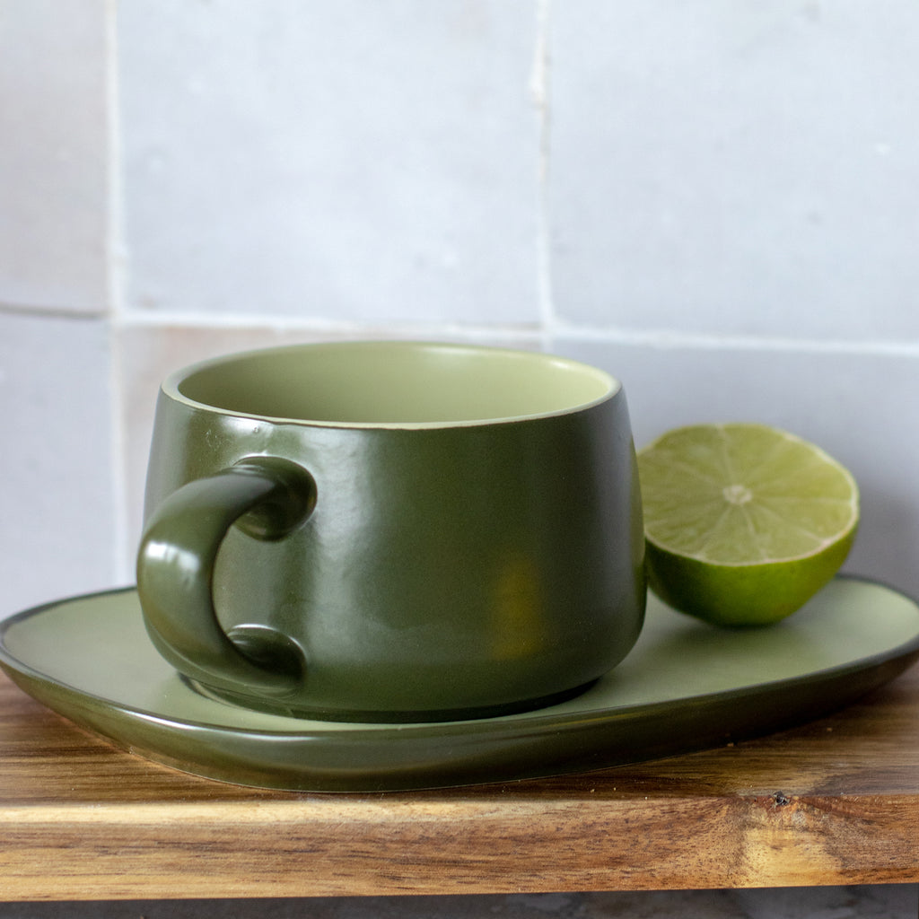 Tea cup with saucer OUTO khaki 