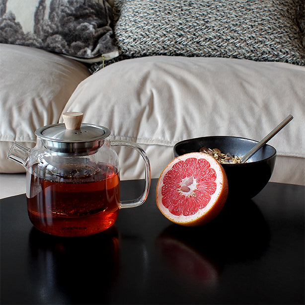 ORIGIN Fruit and Tea Infuser Borosilicate Glass Water Bottle with Neop -  Origin Glass Co
